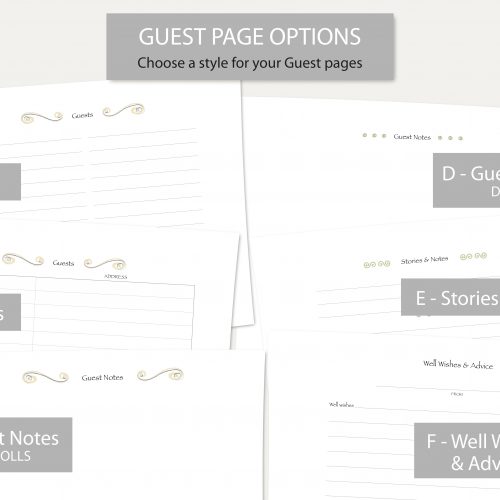 guest pages options for tessera memory books