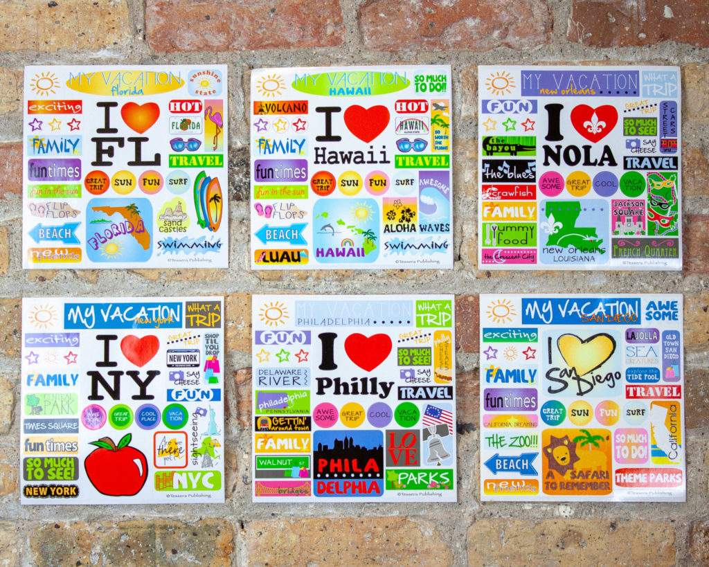 Sticker sheet options for Tessera Kids Travel Journal