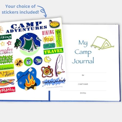 choice of stickers shown for camp journal kids prompted summer camp journal