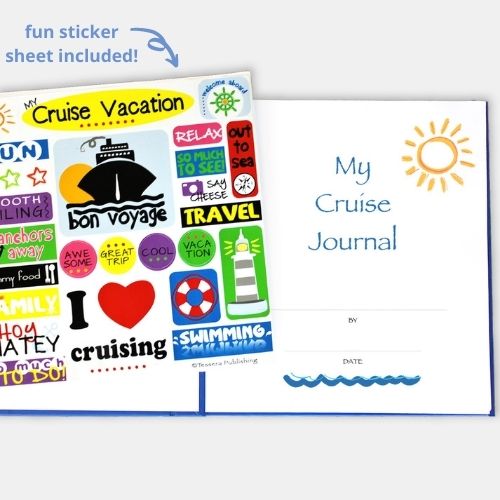 kids prompted cruise journal with fun sticker sheet included