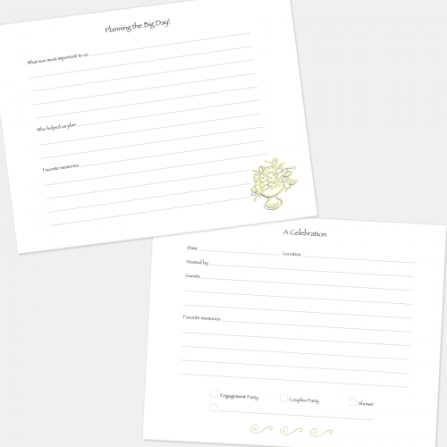 wedding details pages for tessera guest books