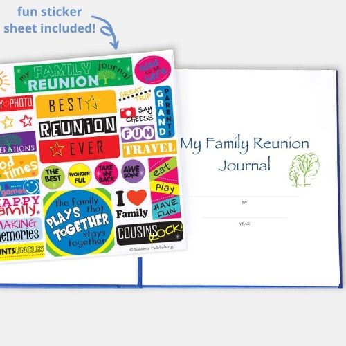 kids family reunion activity journal with sticker sheet included
