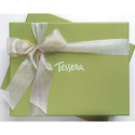 Keepsake gift box product photo with silver ribbon