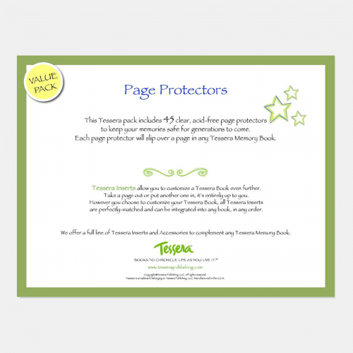 Value pack of clear page protectors for memory books