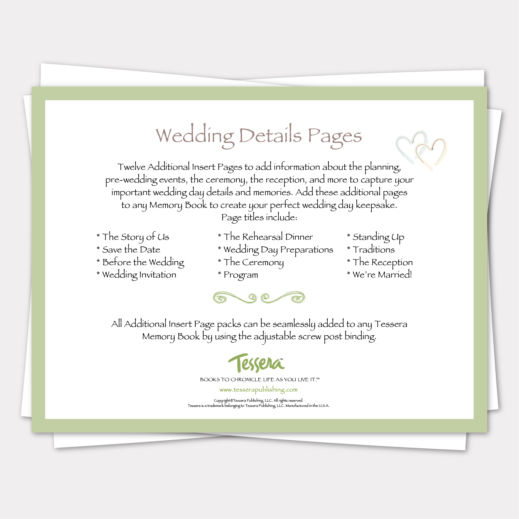 wedding details pages for tessera memory books