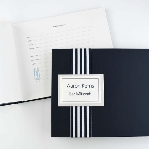 Bar Mitzvah Bat Mitzvah Memory Book with Marine leather cover