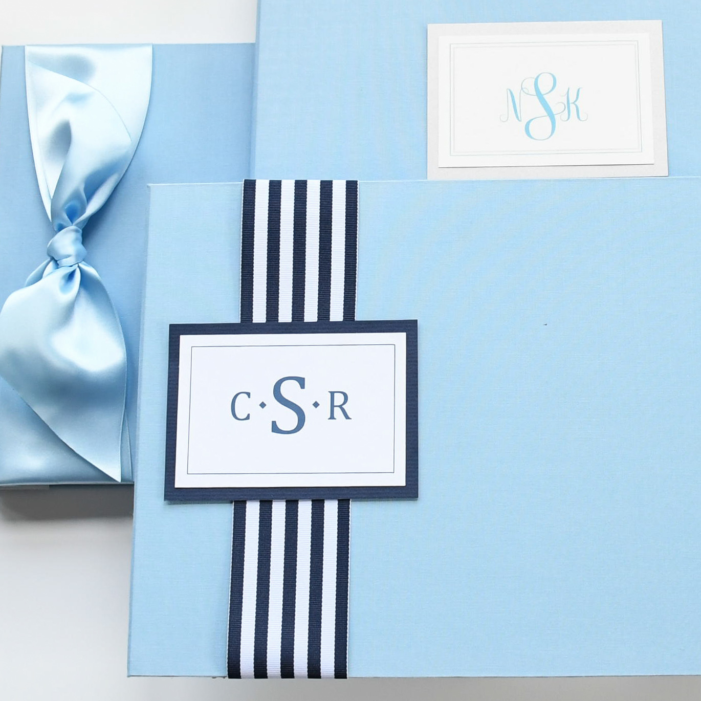 Blue cloth memory books with personalization