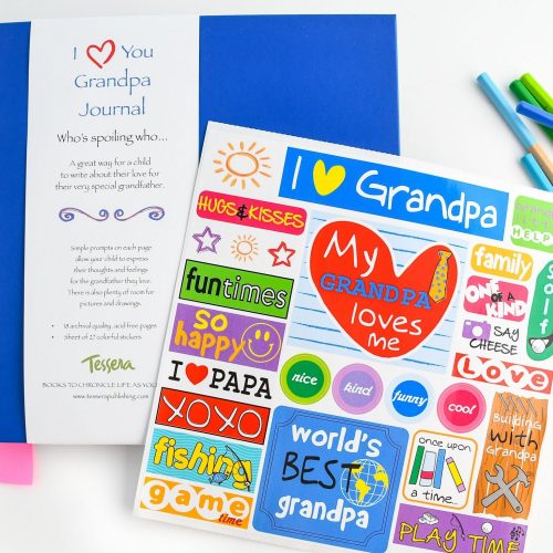 I Love You Grandpa Prompted Kids Journal with sticker sheet included