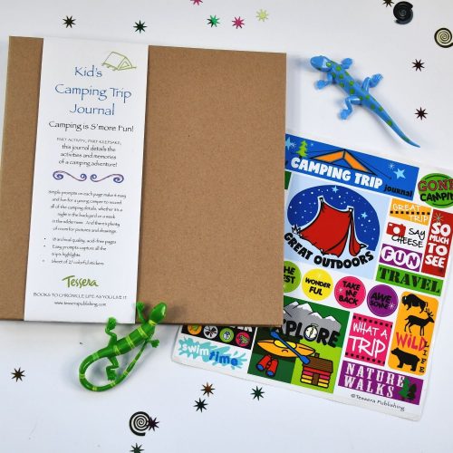 Kids Camping Trip Journal with sticker sheet prompted journal