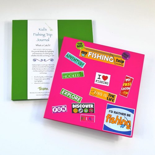 Fishing Trip Kids Journal shown with stickers on cover
