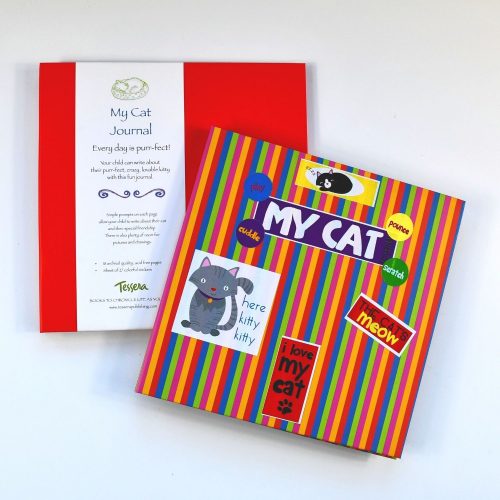 red I Love My Cat prompted Kids journal for new pet