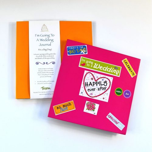 I'm going to a wedding kids journal with prompts shown with stickers on the cover