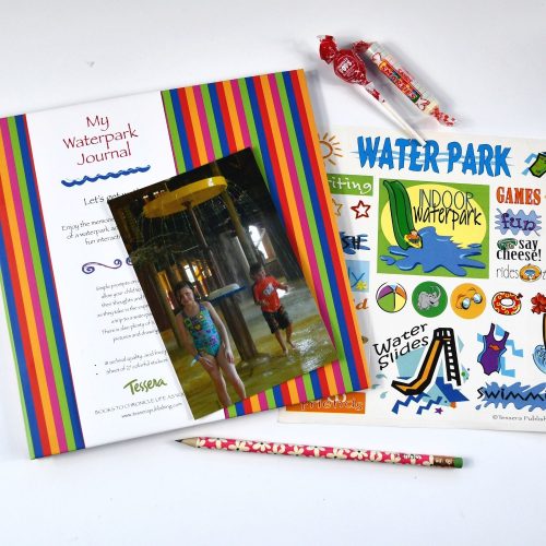 Kids Waterpark prompted journal with sticker sheet included summer fun
