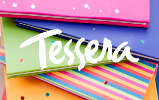 Kids Journals stacked on top of one another with Tessera logo on image