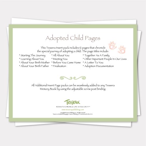 adopted child additional insert pages for tessera memory books