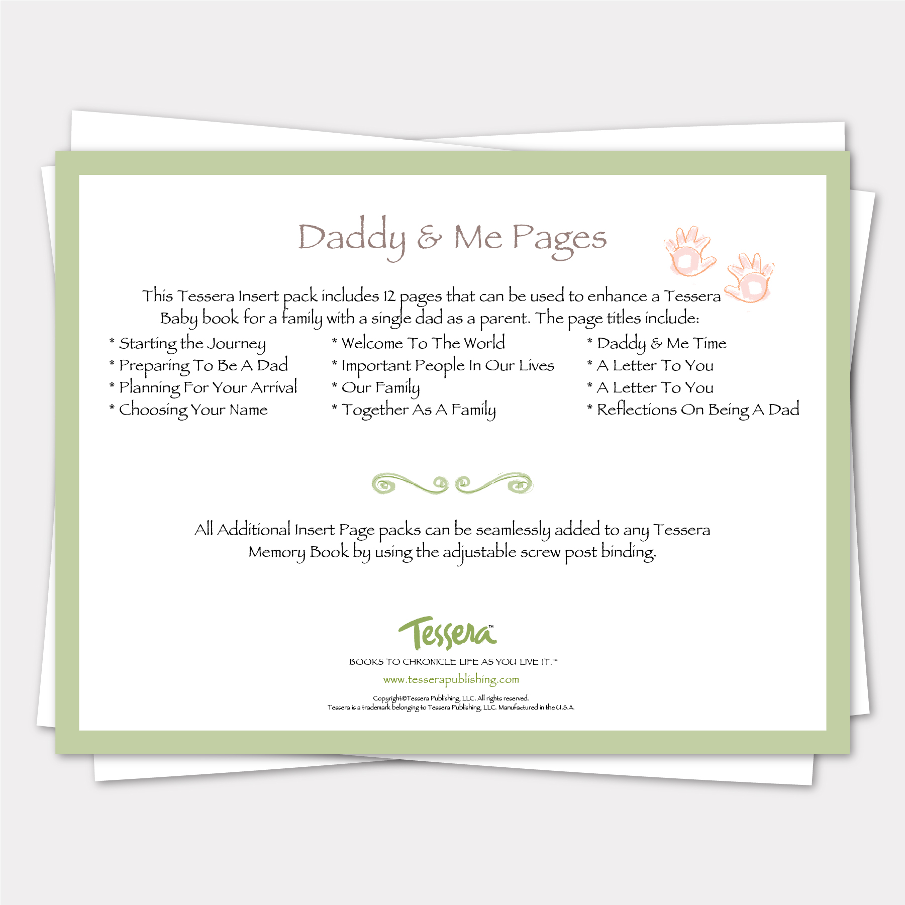 daddy & me single dad additional insert pages for tessera memory books