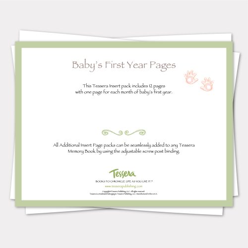 Baby's first year additional insert pages for tessera memory books