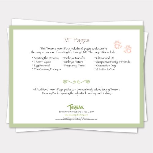 IVF baby book insert pages for tessera baby memory book