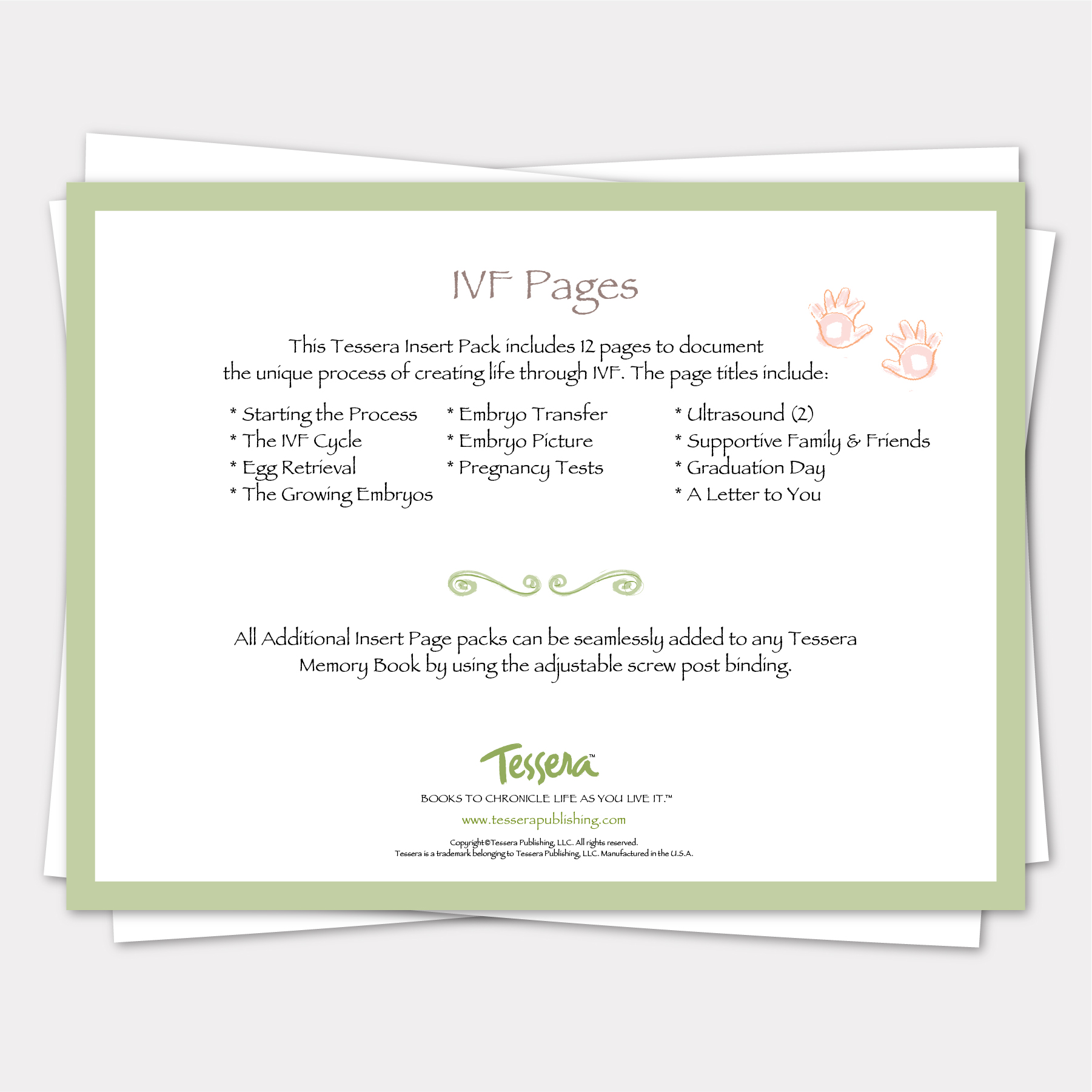 IVF insert pages for tessera baby memory book