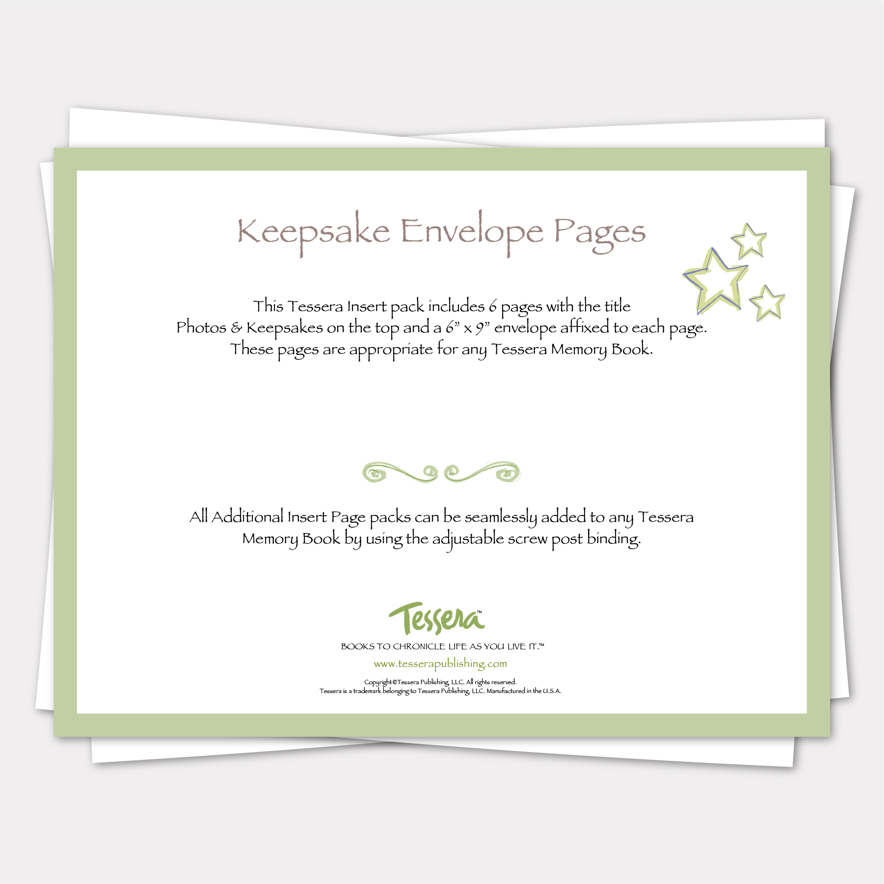 keepsake envelop additional insert pages for tessera memory books