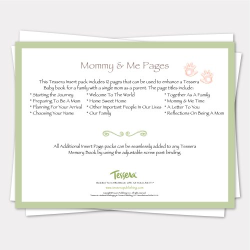 single mom baby book pages for Tessera Publishing Baby Memory Book