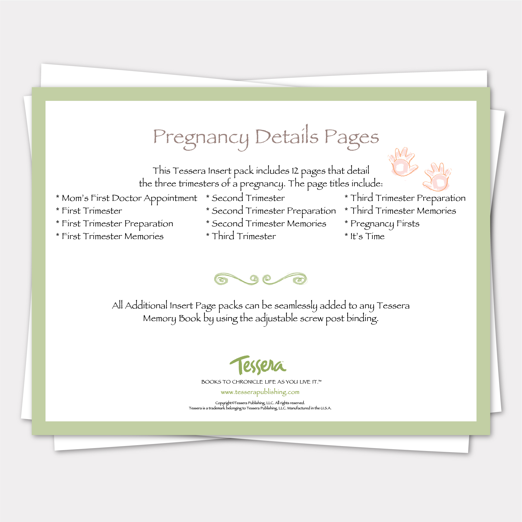 pregnancy details additional insert pages for tessera memory books