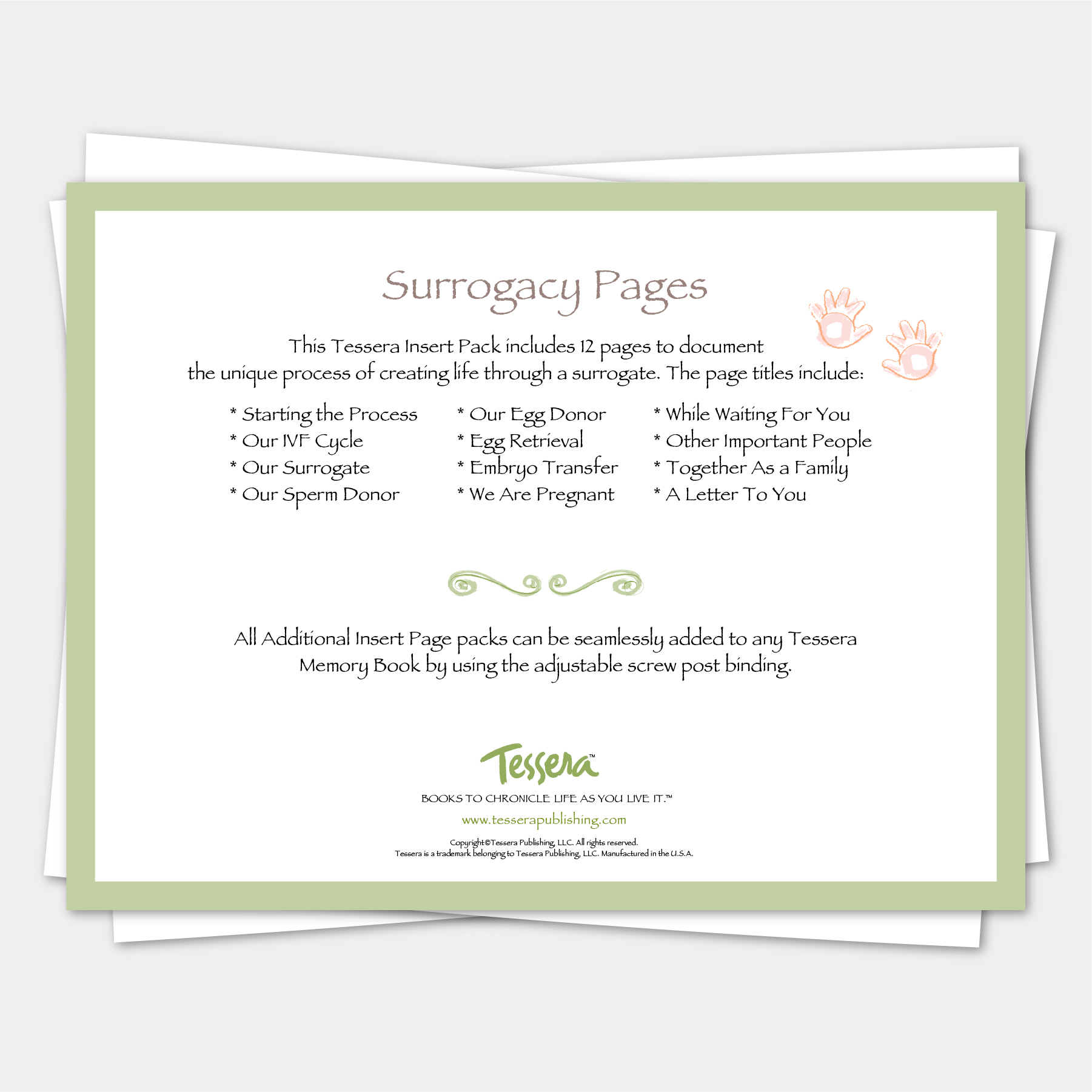 surrogacy pages additional insert pages for tessera memory books
