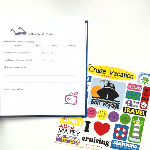 Cruise Journal with open page and sticker sheet