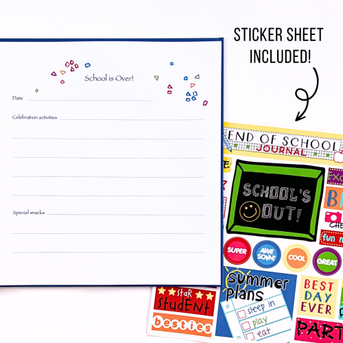 End of School Kids Journal with sticker sheet included