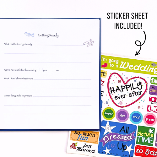 I'm Going to a Wedding Kids Journal sticker sheet included