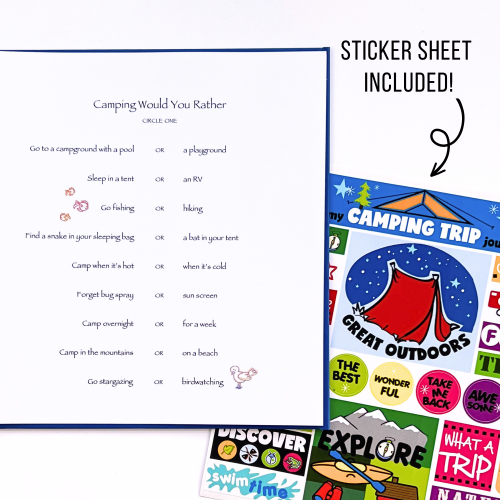 Camping Trip Journal sticker sheet included