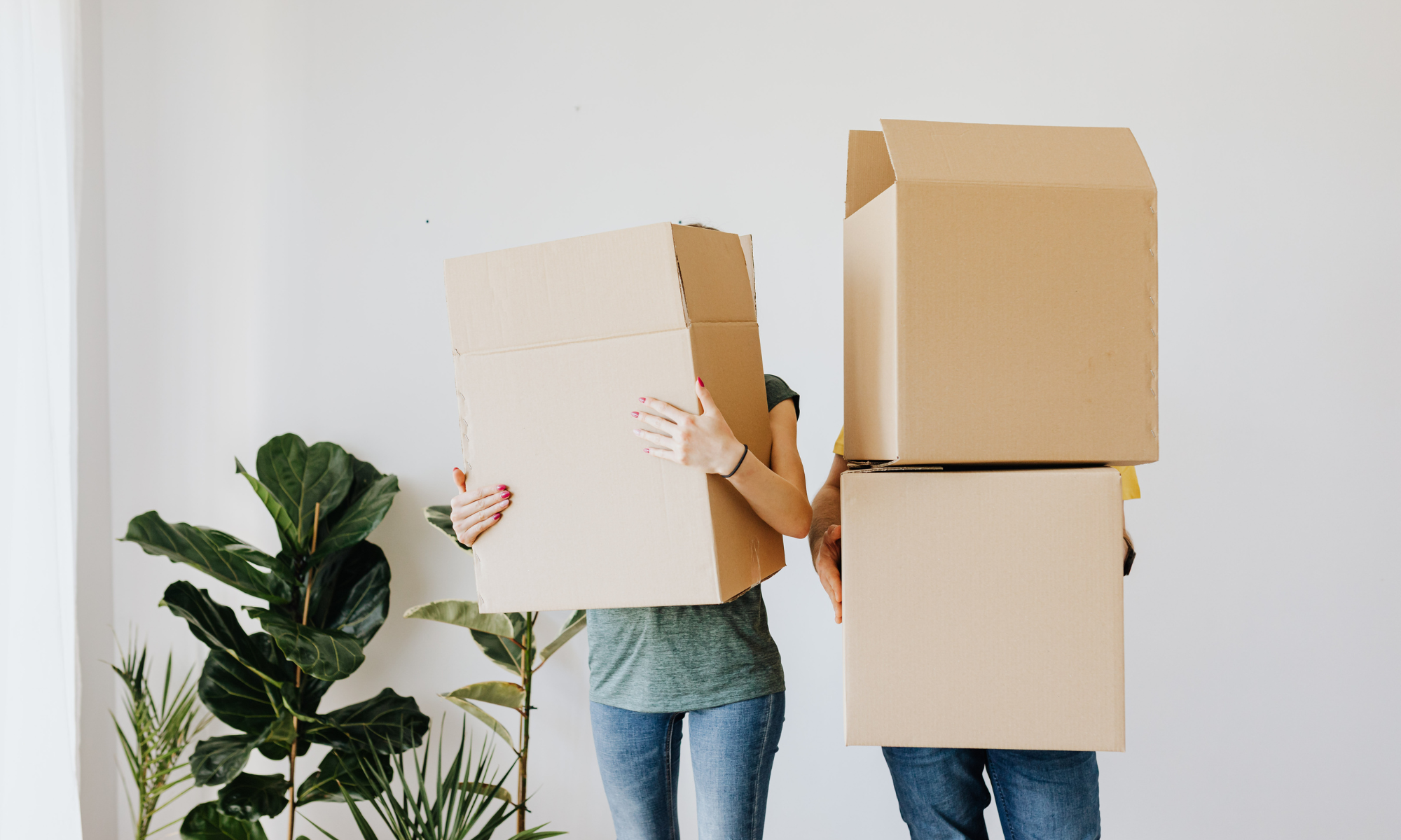picture of couple holding moving boxes
